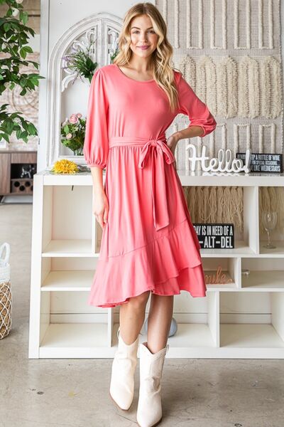 Blue Zone Planet |  Reborn J Tie Front Ruffle Hem Dress BLUE ZONE PLANET