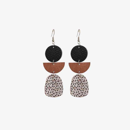 Leather & Wood Drop Earrings BLUE ZONE PLANET