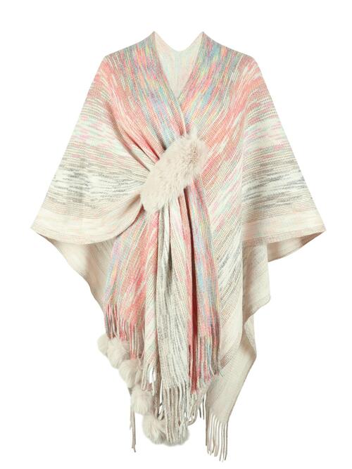 Heathered Fringe Hem Poncho BLUE ZONE PLANET