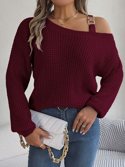 Blue Zone Planet | Asymmetrical Neck Long Sleeve Sweater BLUE ZONE PLANET