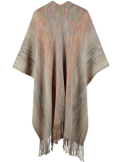 Heathered Fringe Hem Poncho BLUE ZONE PLANET