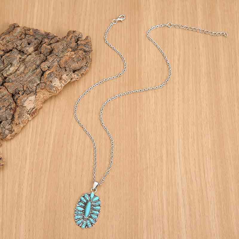 Artificial Turquoise Pendant Alloy Necklace BLUE ZONE PLANET