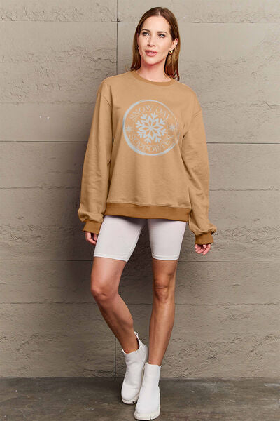 Blue Zone Planet | Simply Love Full Size SNOW DAY SUPPORTER Round Neck Sweatshirt BLUE ZONE PLANET