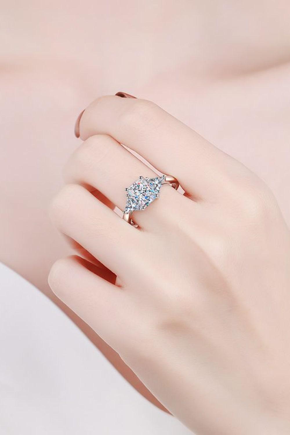 3 Carat Moissanite 925 Sterling Silver Rhodium-Plated Ring BLUE ZONE PLANET