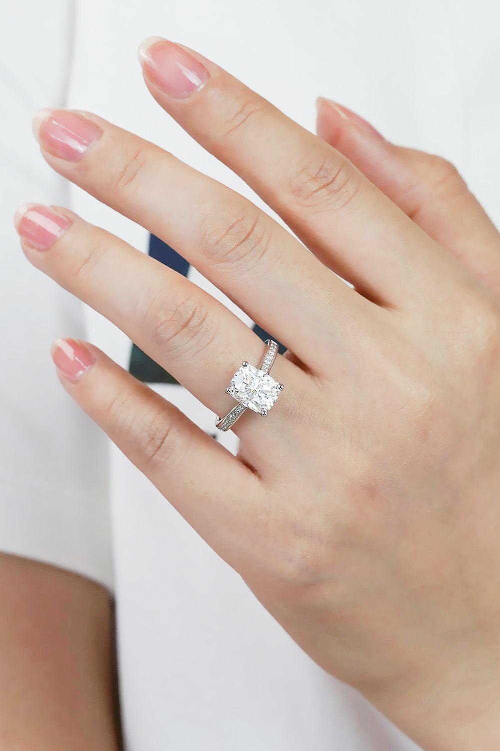3 Carat Moissanite Platinum-Plated Side Stone Ring BLUE ZONE PLANET