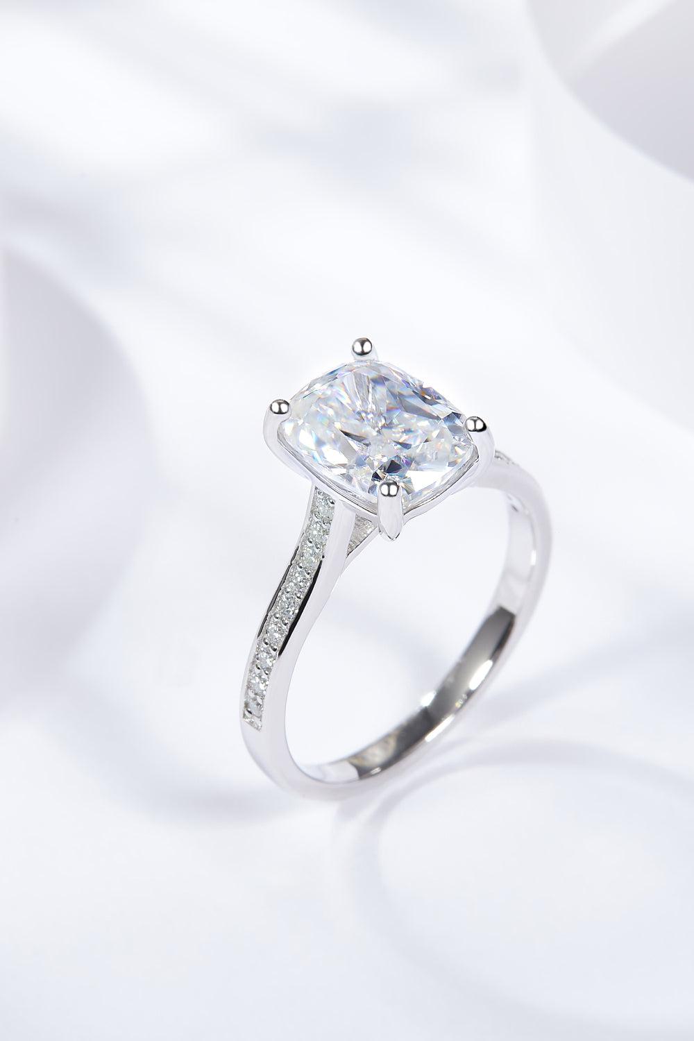 3 Carat Moissanite Platinum-Plated Side Stone Ring BLUE ZONE PLANET