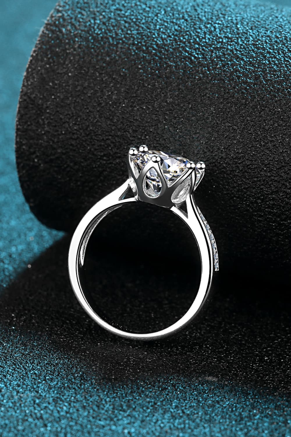 3 Carat Moissanite Rhodium-Plated Side Stone Ring BLUE ZONE PLANET