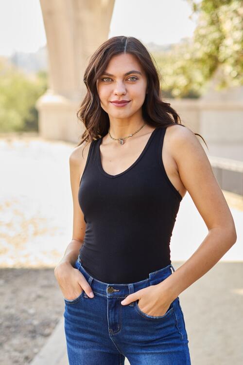 Zenana Racerback Tank Bodysuit BLUE ZONE PLANET