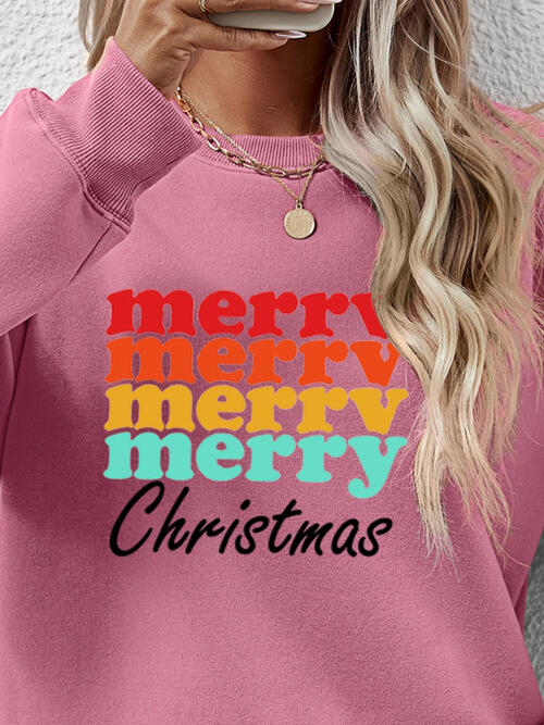 MERRY CHRISTMAS Graphic Long Sleeve Sweatshirt BLUE ZONE PLANET