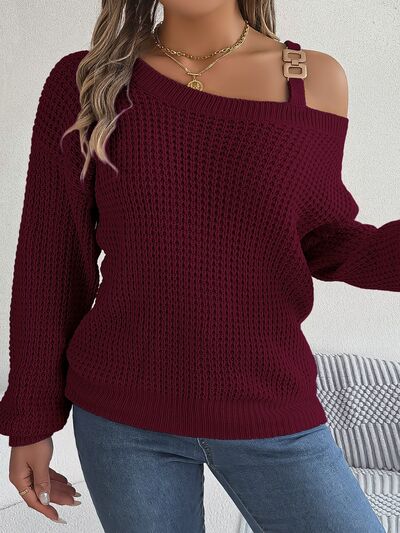 Blue Zone Planet | Asymmetrical Neck Long Sleeve Sweater BLUE ZONE PLANET