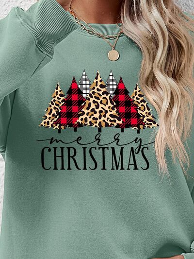 Blue Zone Planet | MERRY CHRISTMAS Round Neck Long Sleeve Sweatshirt BLUE ZONE PLANET