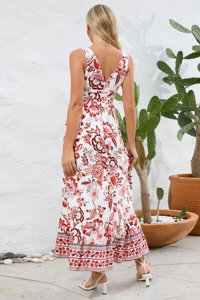 Printed V-Neck Wide Strap Dress BLUE ZONE PLANET
