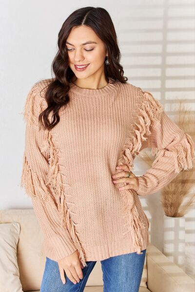 Blue Zone Planet | And The Why Tassel Detail Long Sleeve Sweater BLUE ZONE PLANET