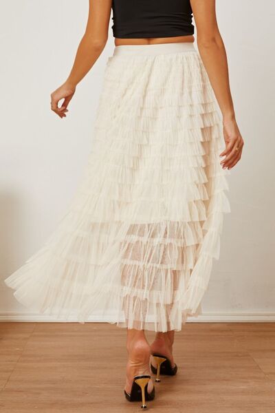 Blue Zone Planet | Ruched High Waist Tiered Skirt BLUE ZONE PLANET