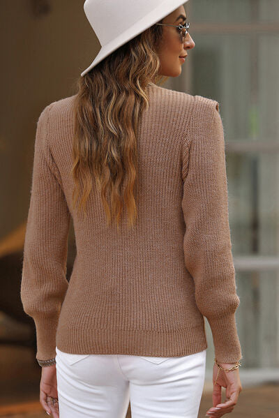 Blue Zone Planet | Notched Long Sleeve Sweater BLUE ZONE PLANET
