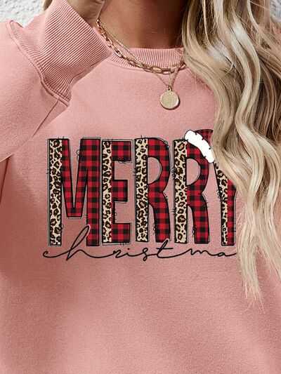 Blue Zone Planet | MERRY CHRISTMAS Round Neck Long Sleeve Sweatshirt BLUE ZONE PLANET