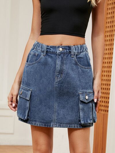 Blue Zone Planet | High Waist Denim Skirt BLUE ZONE PLANET