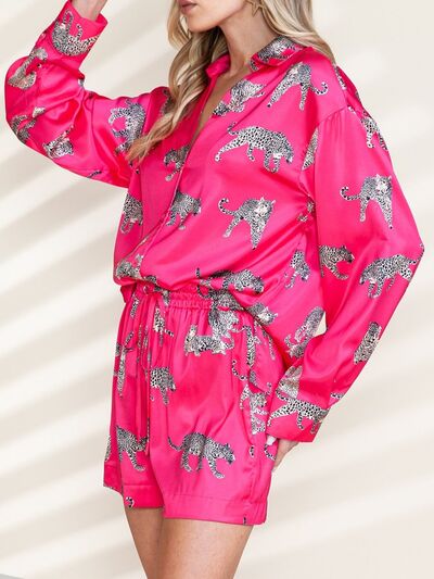 Blue Zone Planet | Animal Button Up Shirt and Shorts Set BLUE ZONE PLANET