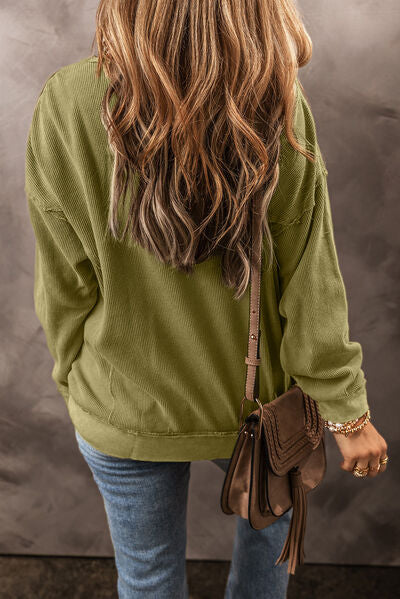 Blue Zone Planet | Round Neck Dropped Shoulder Sweatshirt BLUE ZONE PLANET