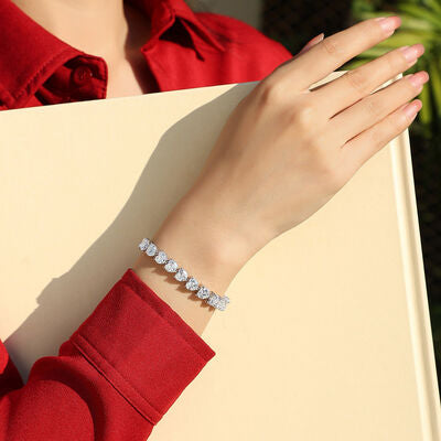 Blue Zone Planet | 24 Carat Moissanite 925 Sterling Silver Heart Bracelet BLUE ZONE PLANET