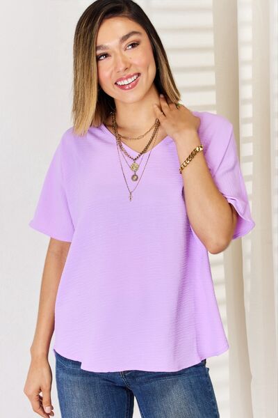 Zenana Texture Short Sleeve T-Shirt BLUE ZONE PLANET