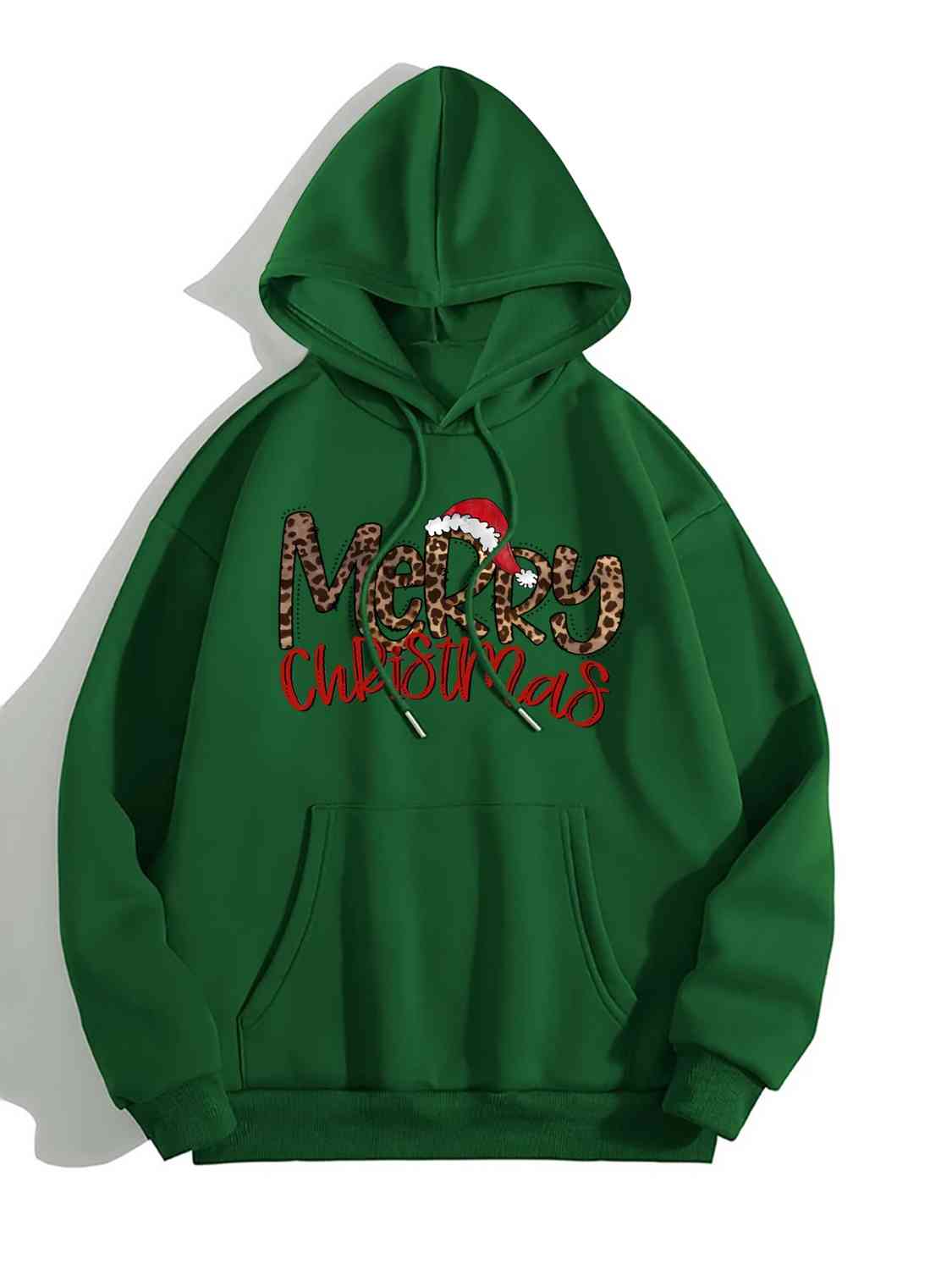 MERRY CHRISTMAS Graphic Drawstring Hoodie BLUE ZONE PLANET