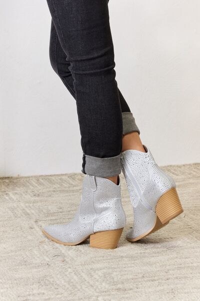 East Lion Corp Rhinestone Ankle Cowboy Boots BLUE ZONE PLANET