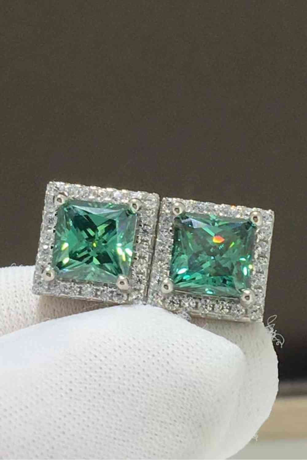 2 Carat Moissanite Square Stud Earrings BLUE ZONE PLANET