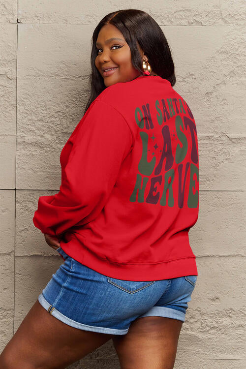 Simply Love Full Size Letter Graphic Long Sleeve Sweatshirt BLUE ZONE PLANET