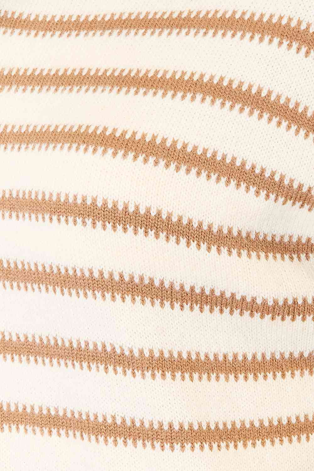 Double Take Striped Boat Neck Sweater BLUE ZONE PLANET