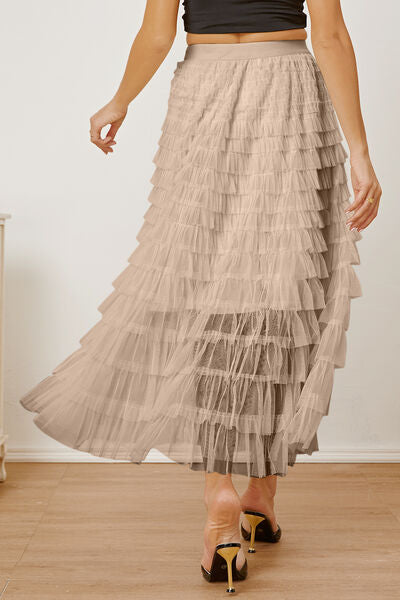 Blue Zone Planet | Ruched High Waist Tiered Skirt BLUE ZONE PLANET