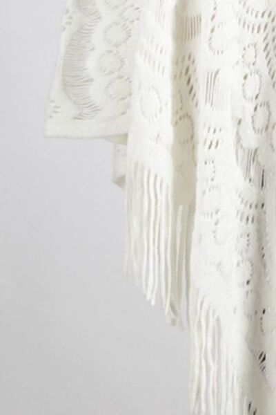 Blue Zone Planet |  Fringe Openwork Surplice Cape Sleeve Poncho BLUE ZONE PLANET