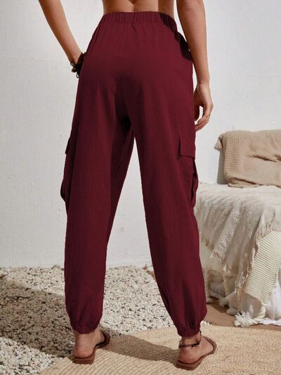 Drawstring Joggers with Cargo Pockets Trendsi