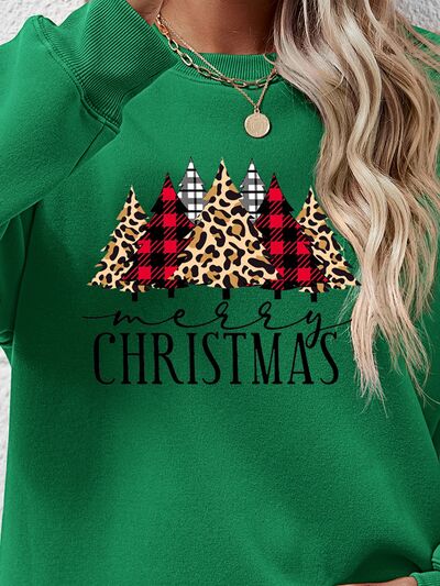 Blue Zone Planet | MERRY CHRISTMAS Round Neck Long Sleeve Sweatshirt BLUE ZONE PLANET