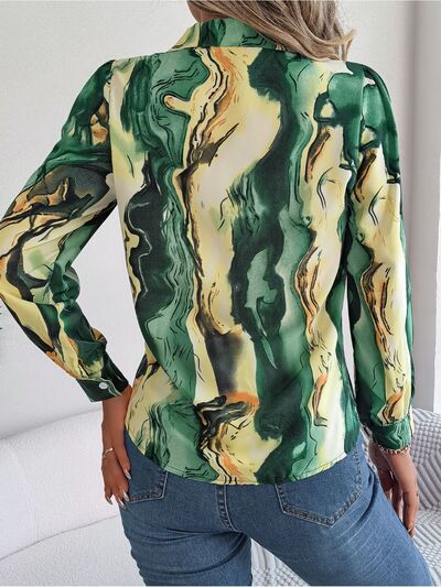 Blue Zone Planet | Printed Button Up Long Sleeve Shirt BLUE ZONE PLANET
