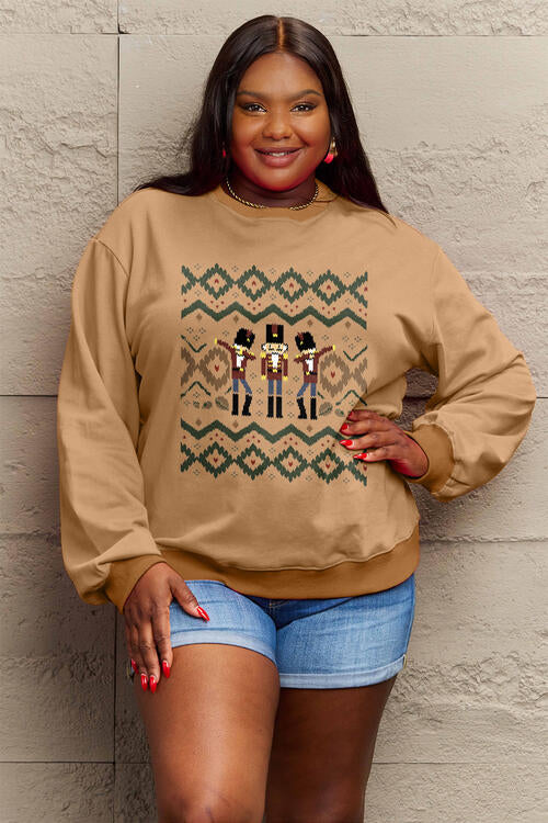 Simply Love Full Size Nutcracker Graphic Long Sleeve Sweatshirt BLUE ZONE PLANET
