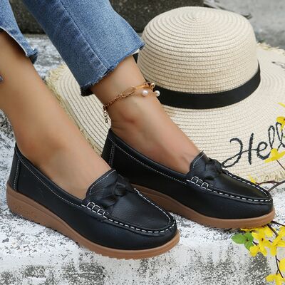 Blue Zone Planet |  Weave Wedge Heeled Loafers BLUE ZONE PLANET
