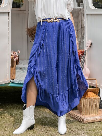 Plus Size Swiss Dot Ruffled Wide Leg Pants BLUE ZONE PLANET