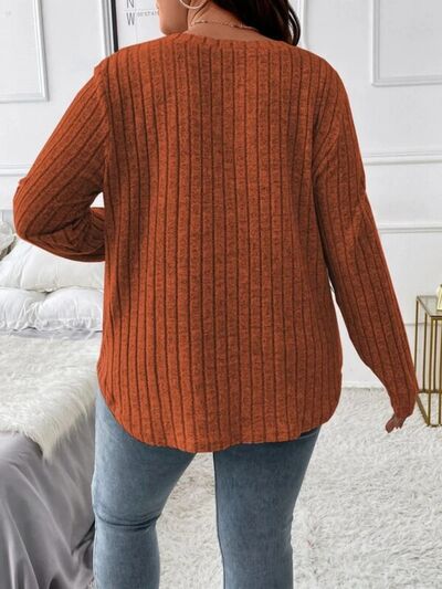 Blue Zone Planet | Plus Size V-Neck Long Sleeve T-Shirt BLUE ZONE PLANET