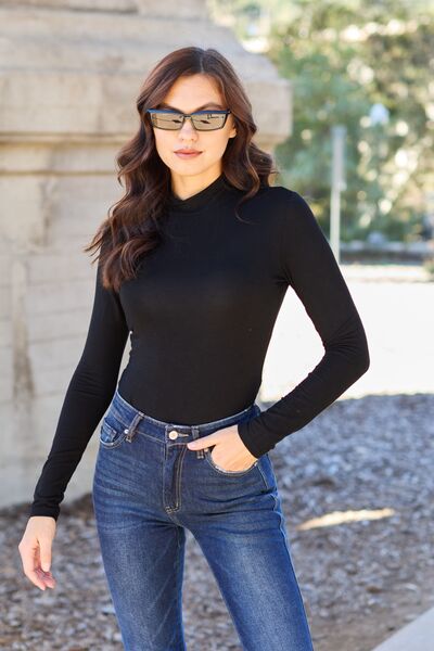 Blue Zone Planet | Basic Bae Full Size Mock Neck Long Sleeve Bodysuit BLUE ZONE PLANET