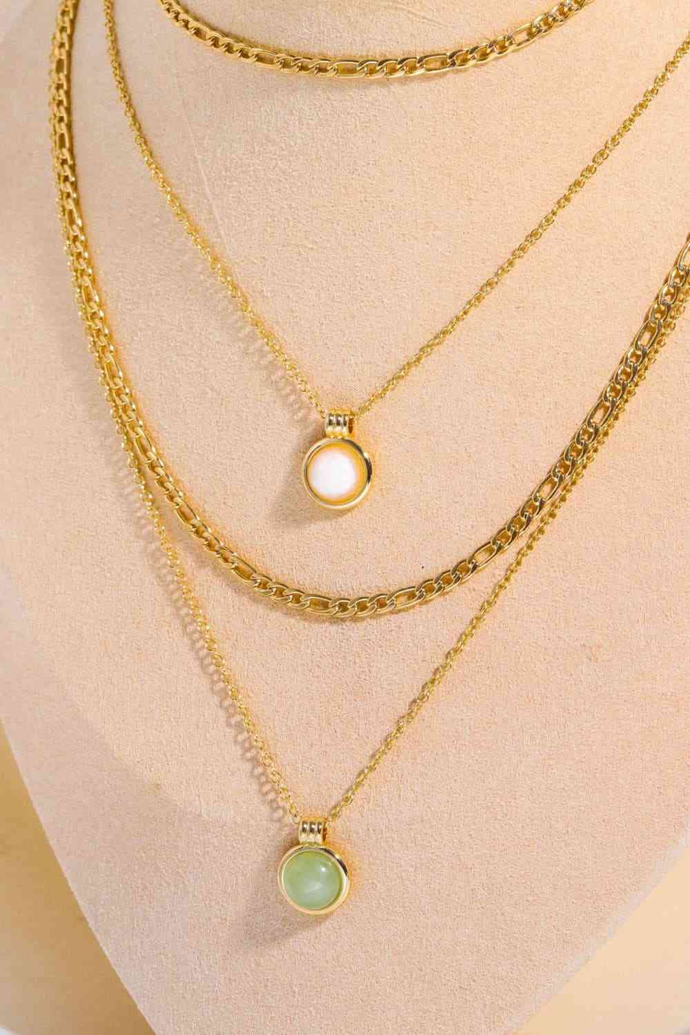 Blue Zone Planet | Copper 14K Gold-Plated Round Shape Aventurine Pendant Necklace BLUE ZONE PLANET