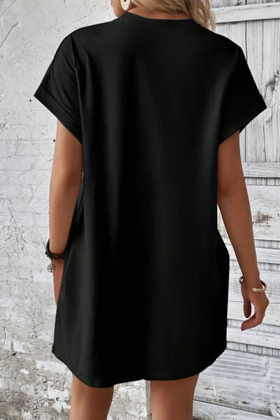 Blue Zone Planet | Pocketed Round Neck Short Sleeve Dress BLUE ZONE PLANET