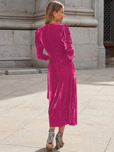 Blue Zone Planet | Surplice Puff Sleeve Midi Dress BLUE ZONE PLANET