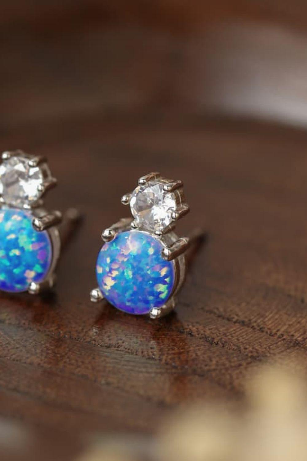 4-Prong Opal Stud Earrings BLUE ZONE PLANET