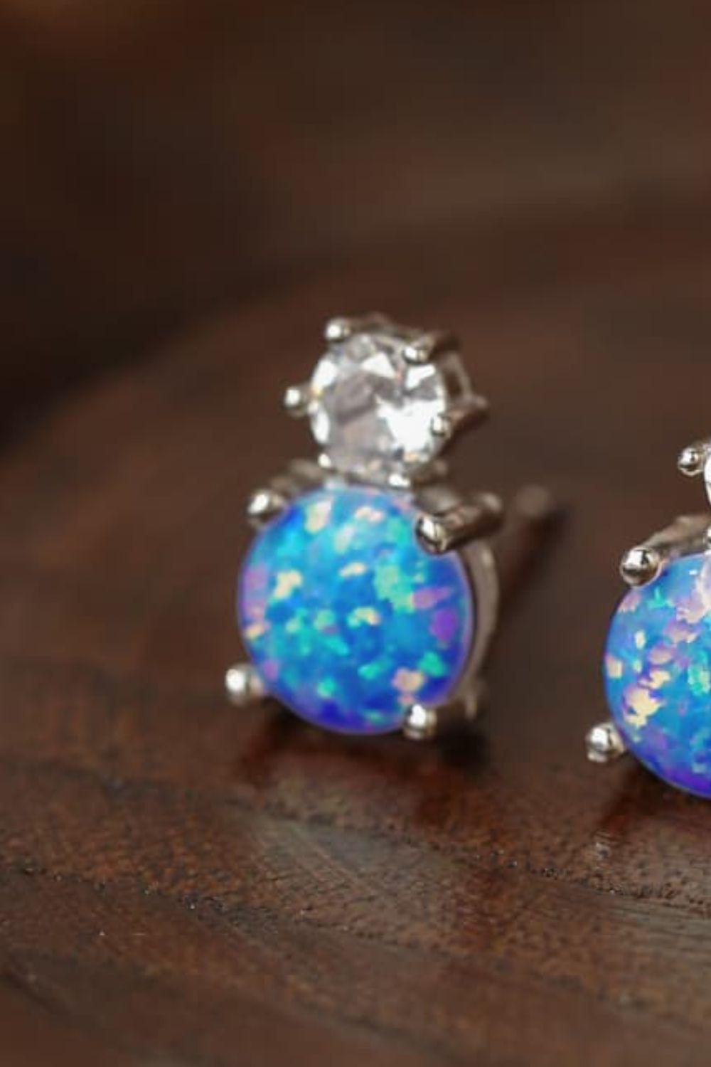 4-Prong Opal Stud Earrings BLUE ZONE PLANET
