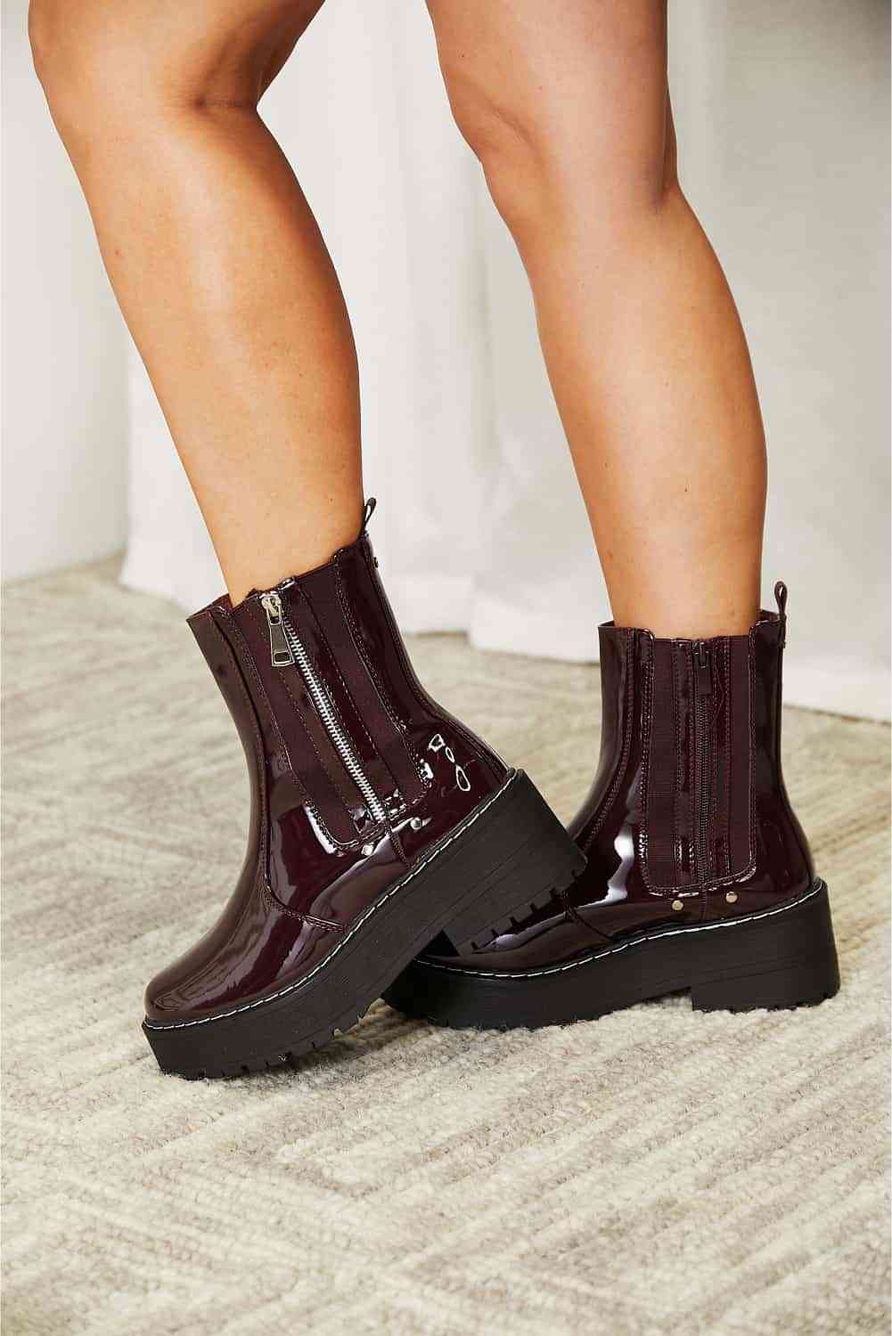 Forever Link Side Zip Platform Boots BLUE ZONE PLANET