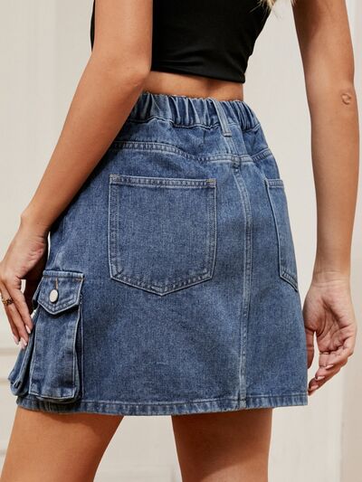 Blue Zone Planet | High Waist Denim Skirt BLUE ZONE PLANET