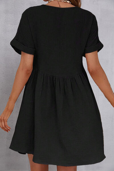 Blue Zone Planet | V-Neck Short Sleeve Dress BLUE ZONE PLANET
