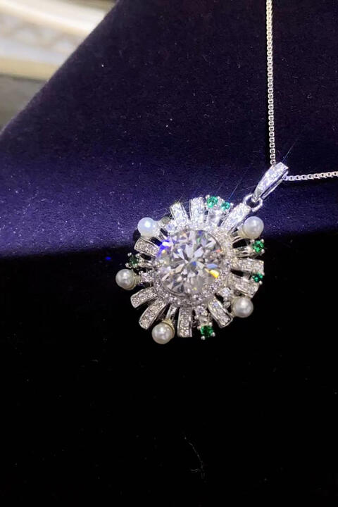 2 Carat Moissanite 925 Sterling Silver Necklace BLUE ZONE PLANET