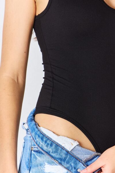 Zenana Microfiber Notched Sleeveless Bodysuit BLUE ZONE PLANET